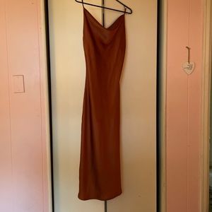 Rust silk midi dress